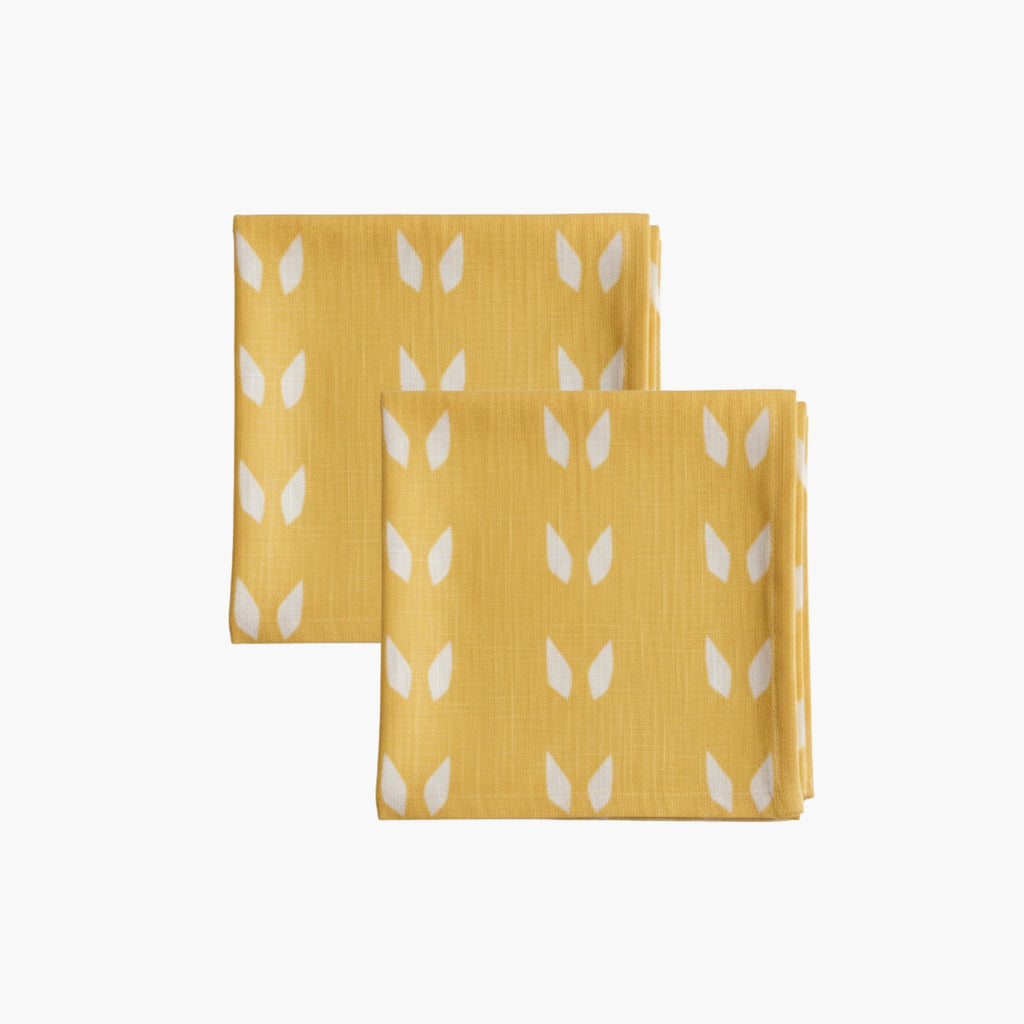 Terra Pure Linen Napkins, Mustard White, Set of 2