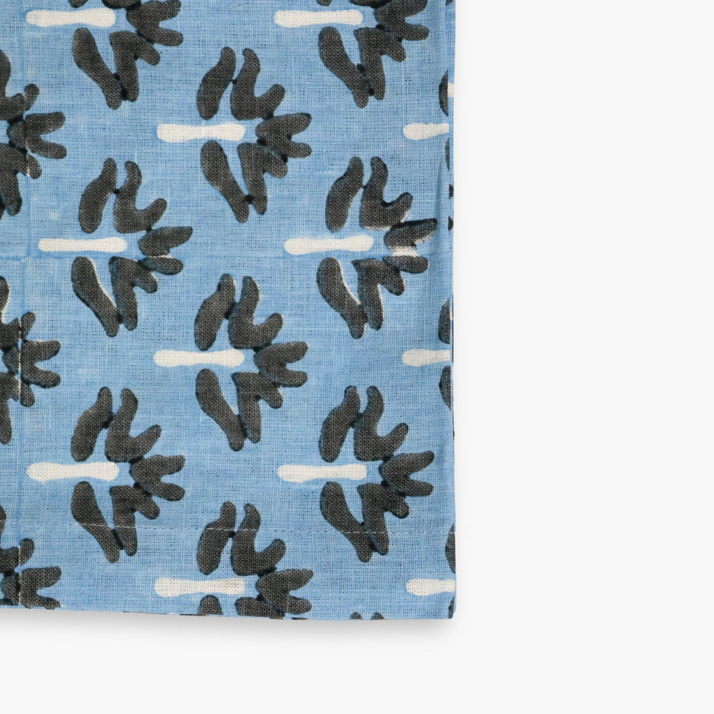 Zeenat Linen Table Runner, Steel Blue, detail view