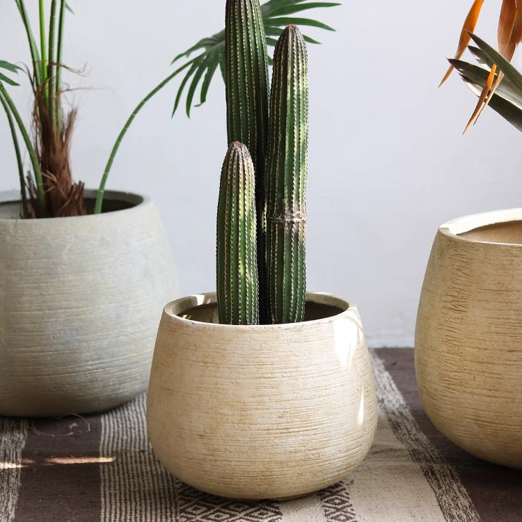 Globe Cement Planter, Antique White, view 5