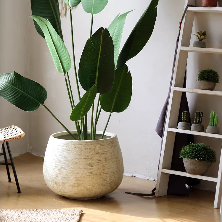 Globe Cement Planter, Antique White, view 7