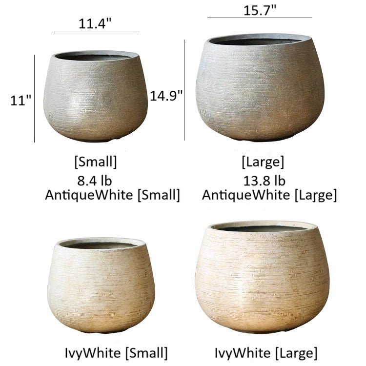 Globe Cement Planter, Antique White, view 8