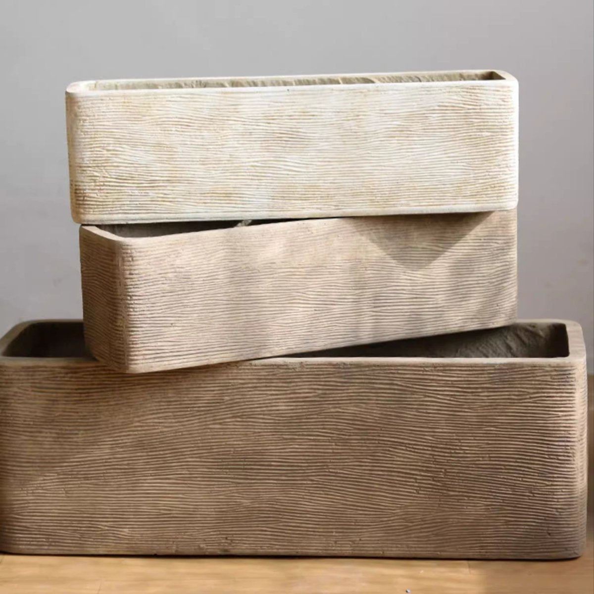 Rectangular Textured Trough Planter