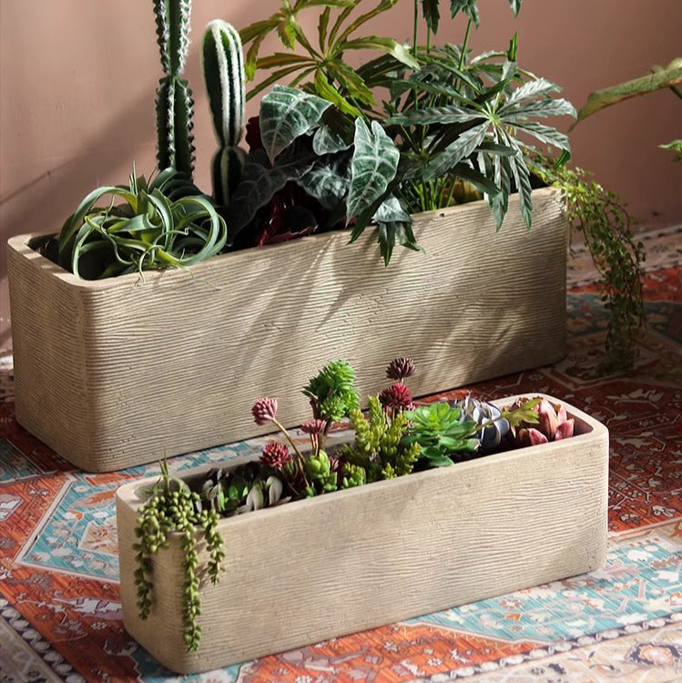 Rectangular Textured Trough Planter, alternate view