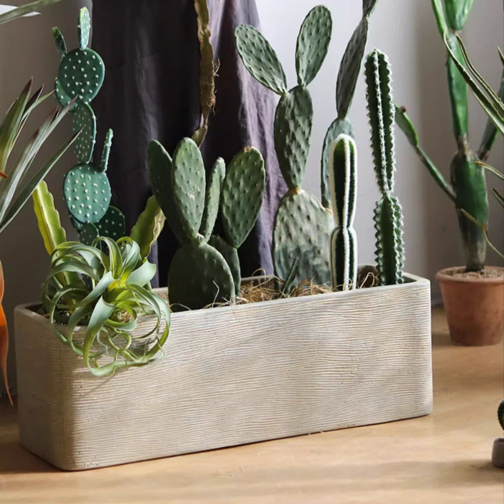 Rectangular Textured Trough Planter, detail view