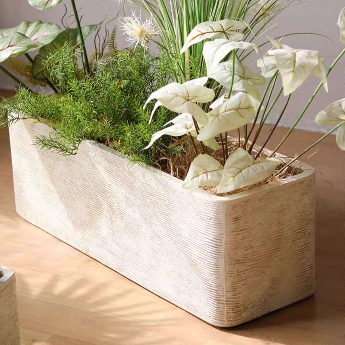 Rectangular Textured Trough Planter, another angle