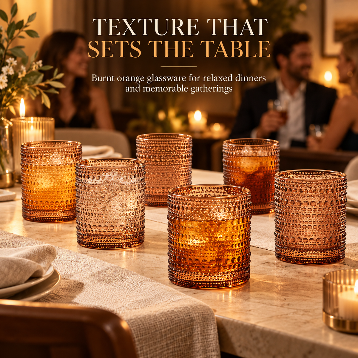 Muted Hobnail Lowball Glassware in a detail view showing surface texture and finish up close
