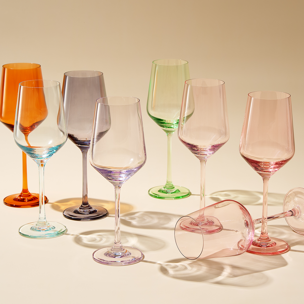 Rhea Amber Stemmed Wine Glasses, Set of 6, view 6
