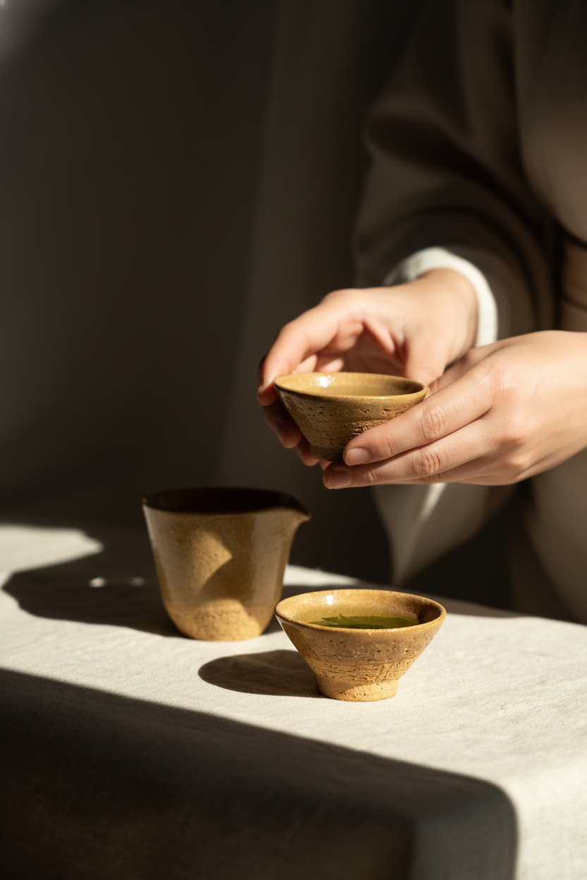 Stoneware Fair Cup, Yellow Speckles