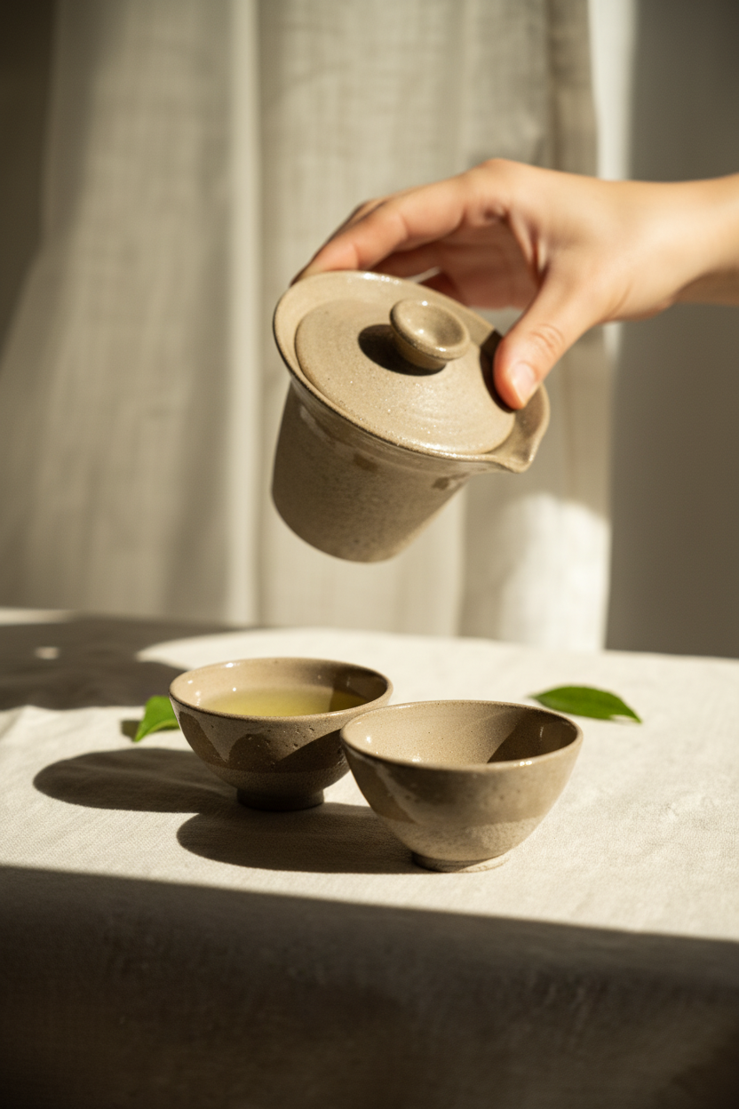 Speckled Stoneware Small Tea Cup, Gray, alternate view