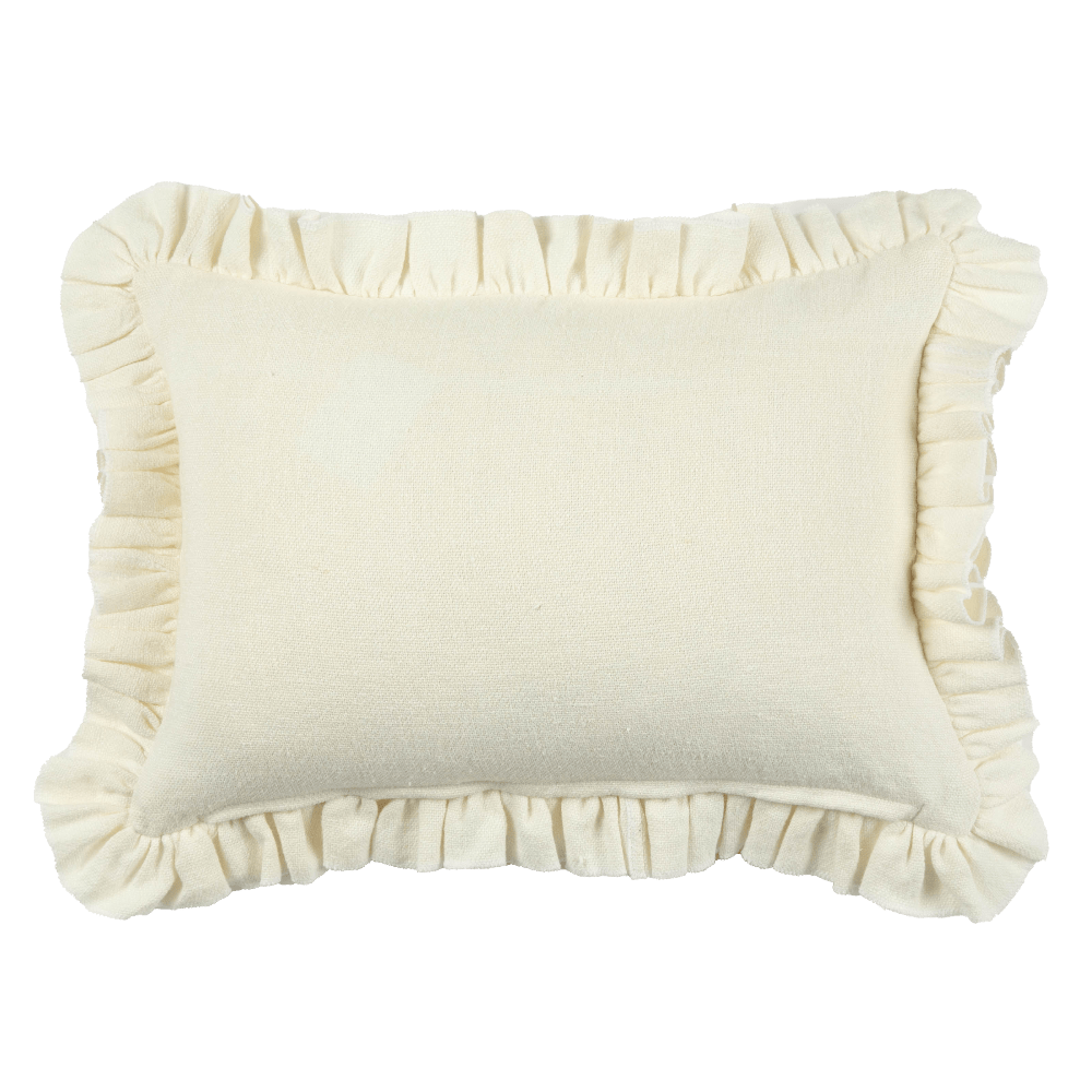 Anita Linen Pillow Cover, Cream Ruffled, detail view