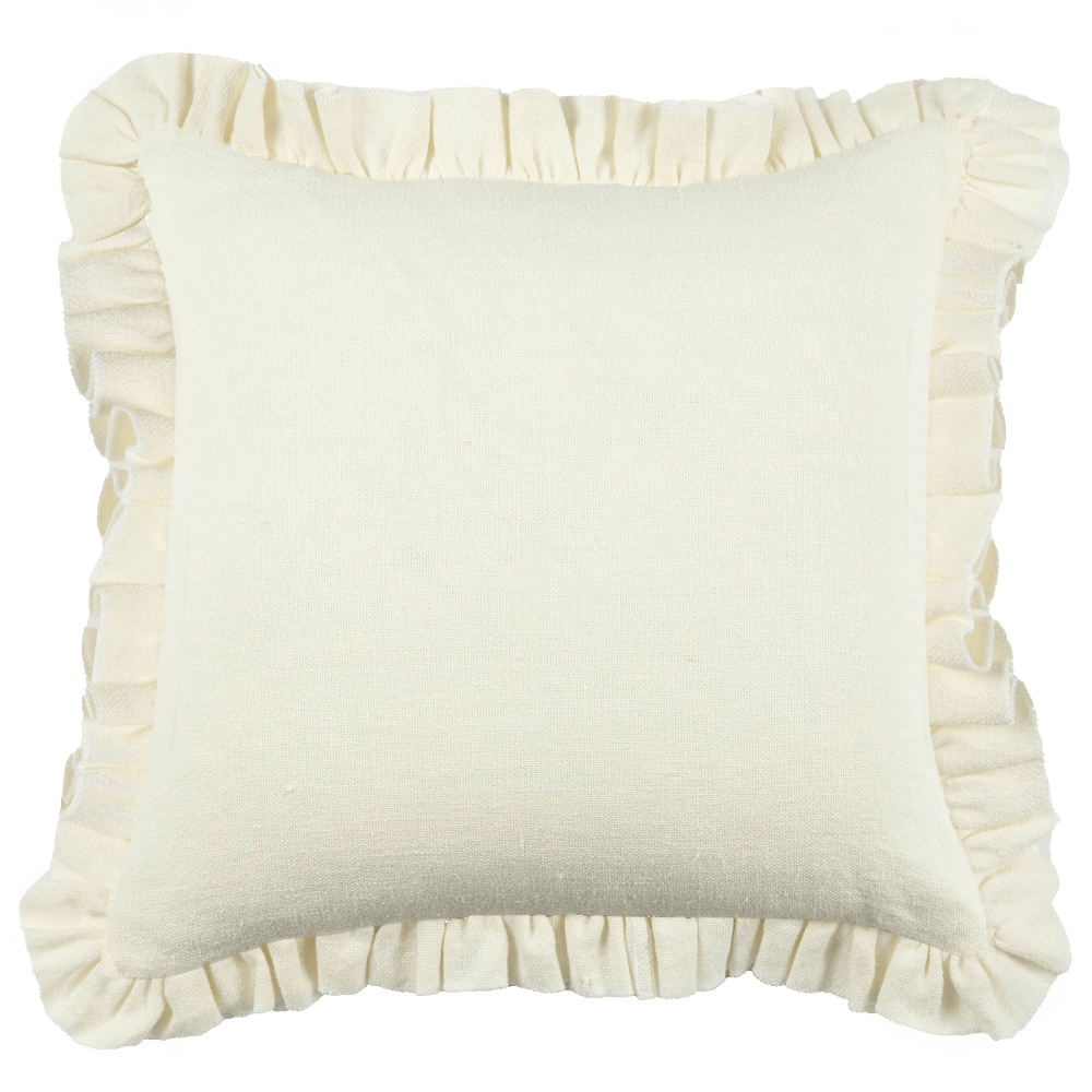 Anita Linen Pillow Cover, Cream Ruffled