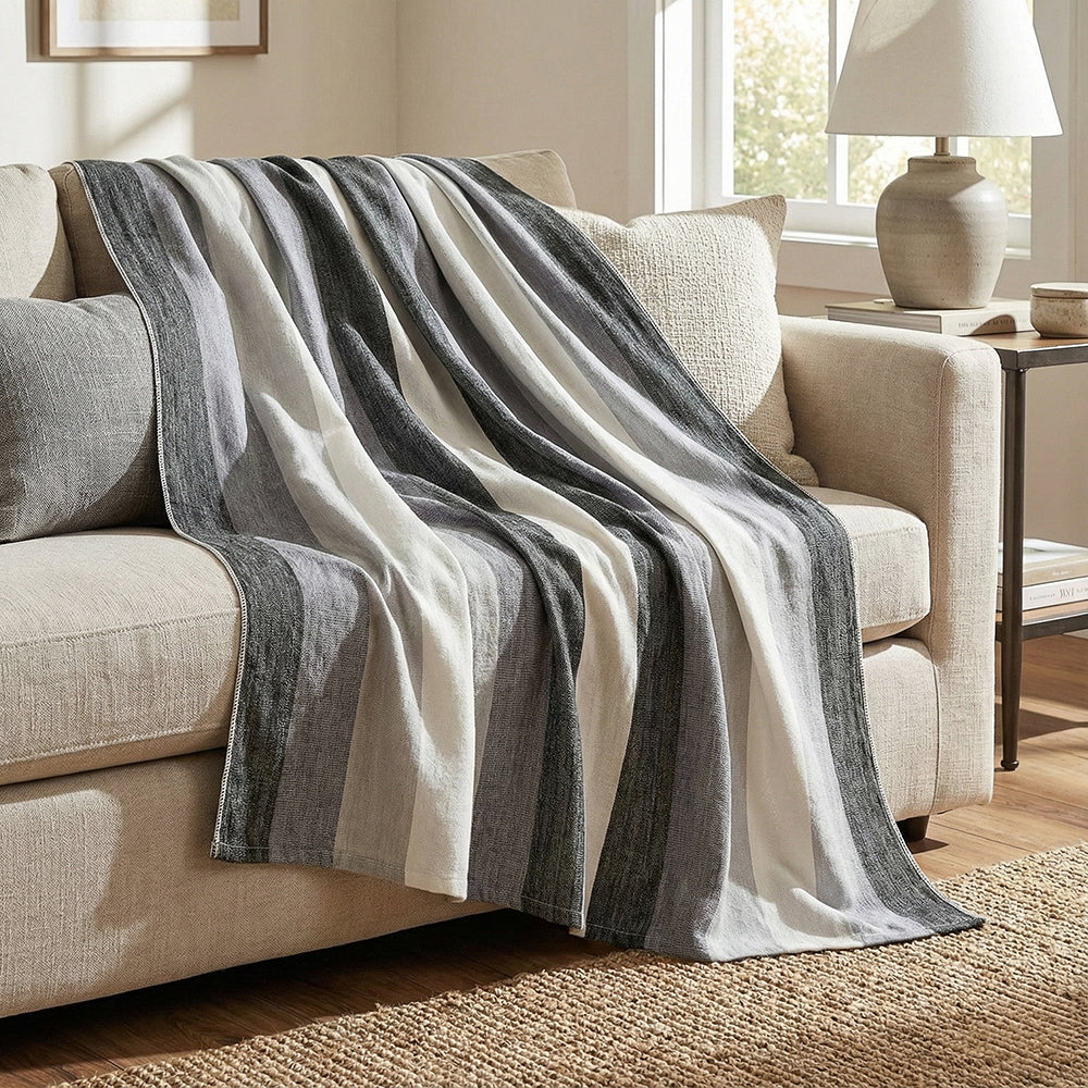 Nawi Alpaca Throw, Black Grays and White
