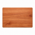 Thick flat grain cutting board in cherry, 18 x 12 in, plain top with no groove, overhead view on white