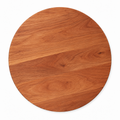 Round cherry cutting board, 15 in, plain top with no groove, overhead view on white
