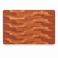 End grain cherry cutting board, 18 x 12 in, plain top with a brick pattern, overhead view on white