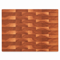 End grain cherry cutting board, 20 x 15 in, plain top with a brick pattern, overhead view on white