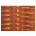 End grain cherry cutting board, 24 x 18 in, plain top with a brick pattern, overhead view on white