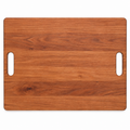 Extra large cherry cutting board, 24 x 18 in, with cutout handles and no groove, overhead view on white