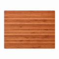 Edge grain cherry cutting board, 20 x 15 in, plain top with striped grain, overhead view on white