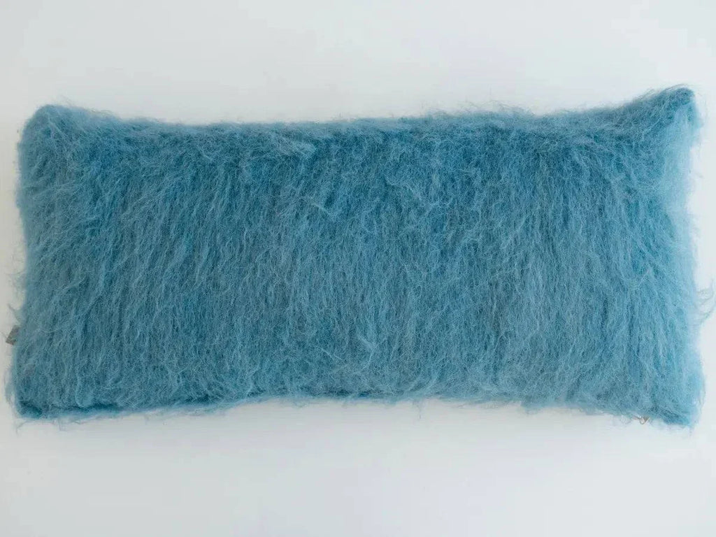 Handwoven Wool Lumbar Pillow, Sky Blue, alternate view