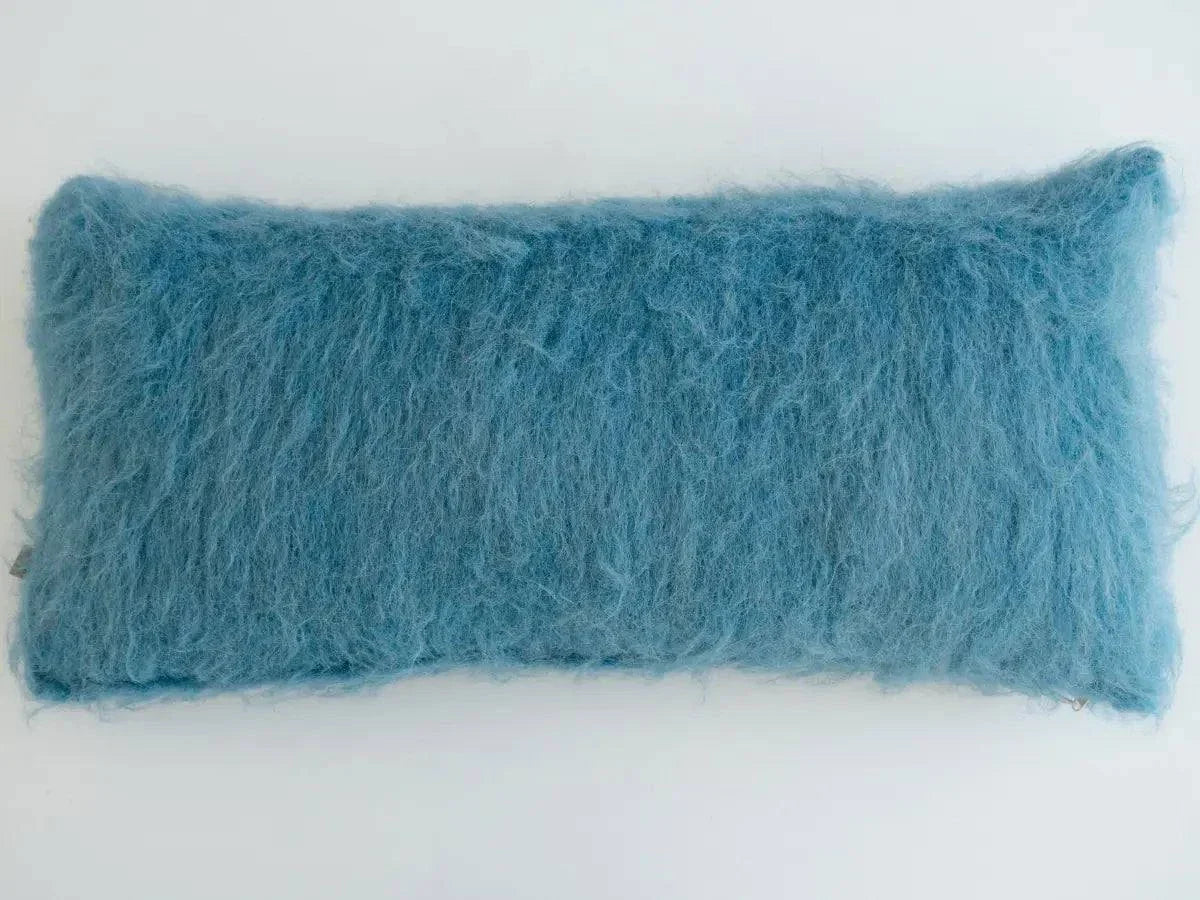 Handwoven Wool Lumbar Pillow, Sky Blue, alternate view