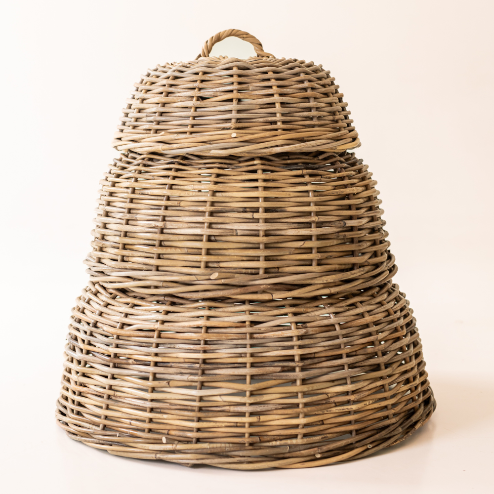 Rattan Cloche Dome Food Cover, alternate view