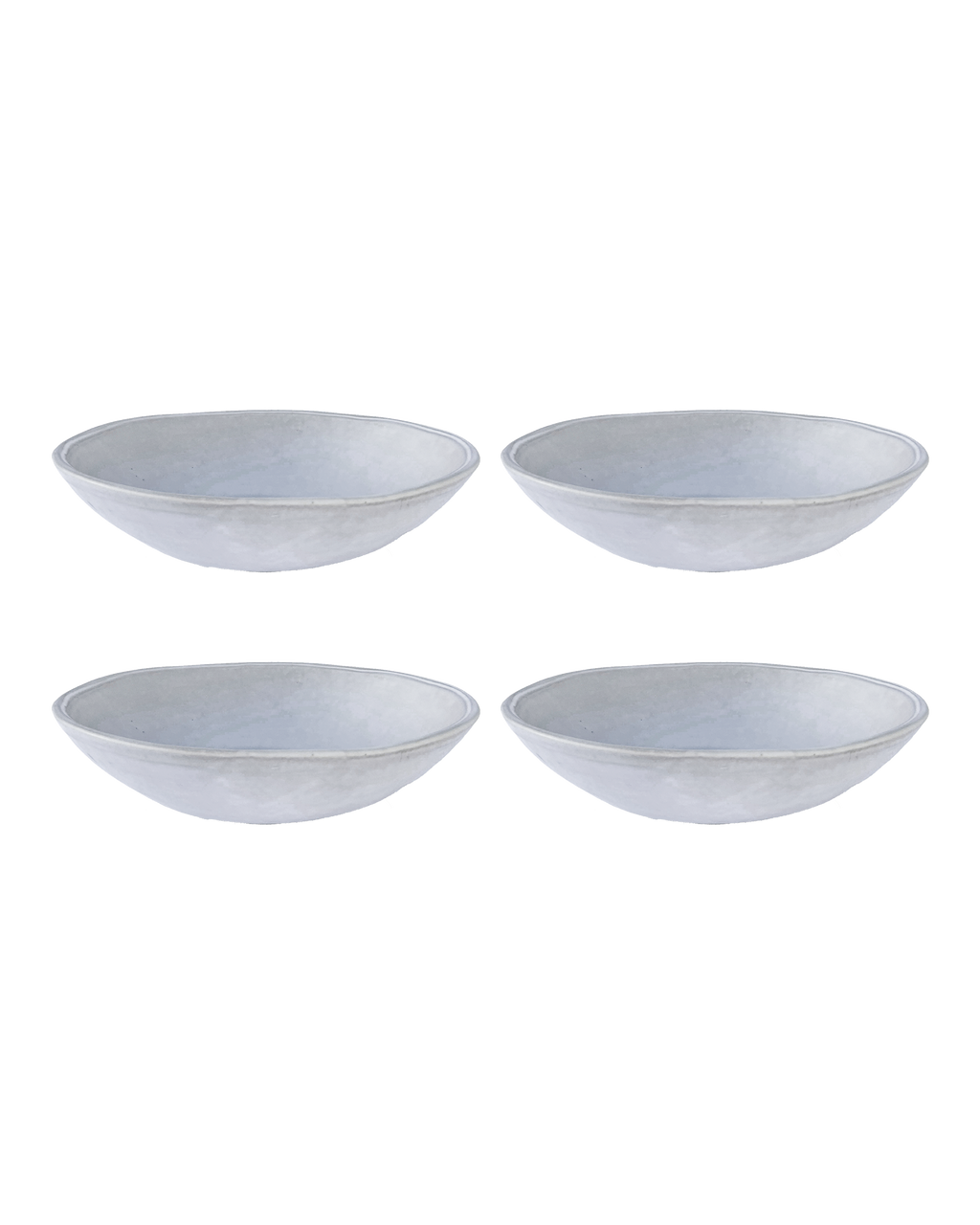 Oval Matte White Ceramic Pasta Bowls, Set of 4