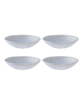 Oval Matte White Ceramic Pasta Bowls, Set of 4