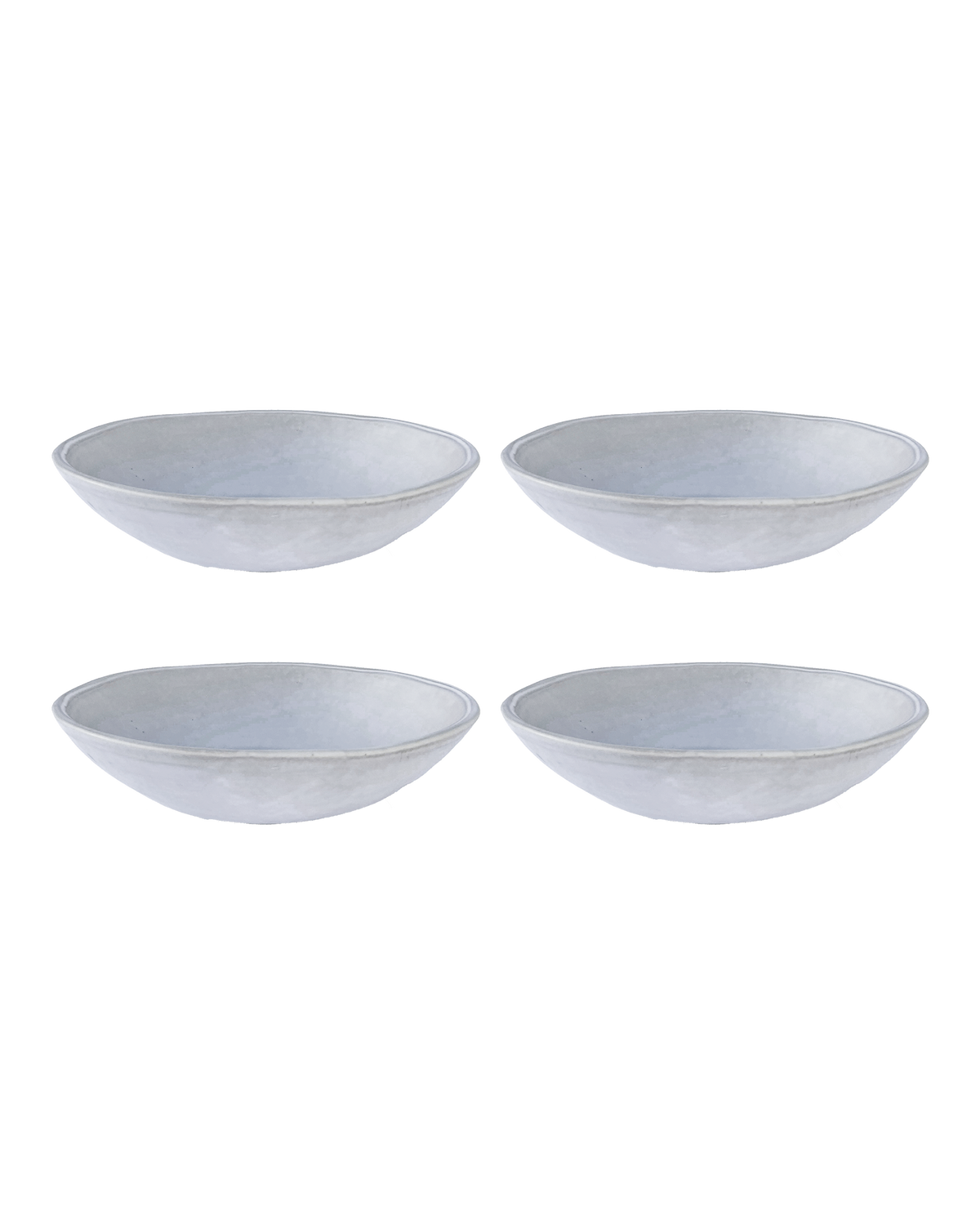 Oval Matte White Ceramic Pasta Bowls, Set of 4