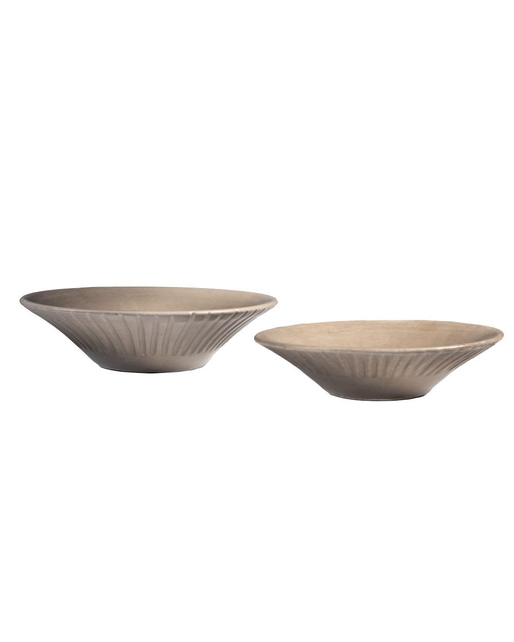 Carved Clay-Toned Ceramic Coupelle Bowls, Set of 4