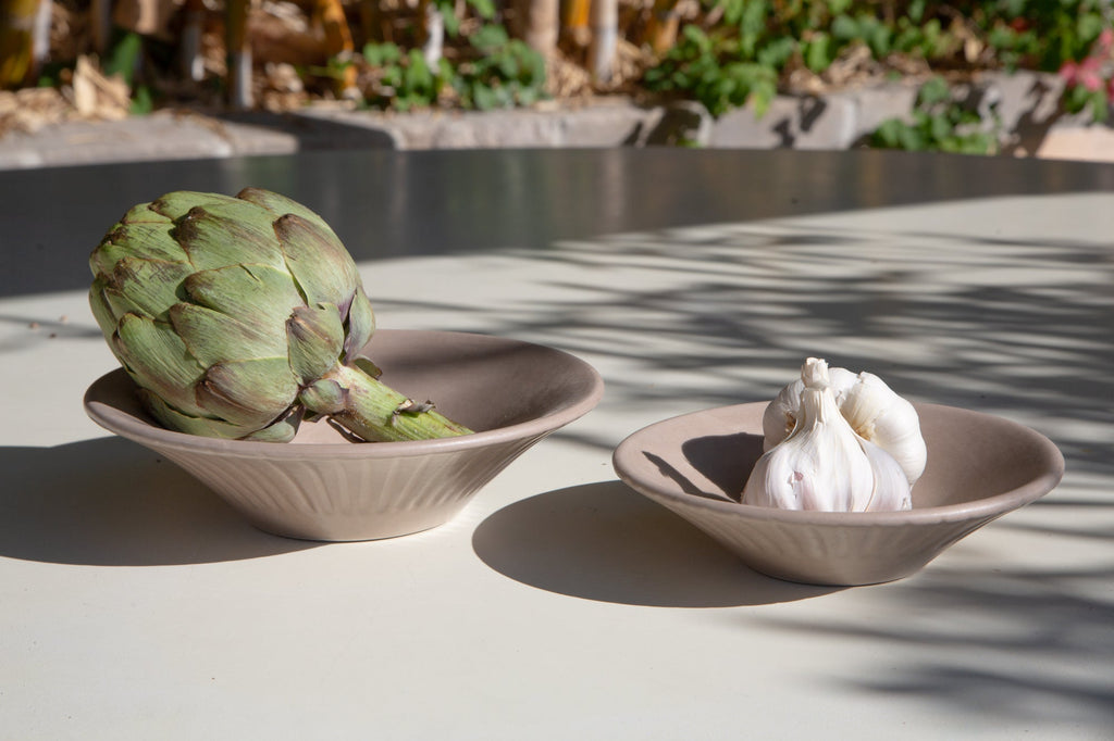 Carved Clay-Toned Ceramic Coupelle Bowls, Set of 4, alternate view