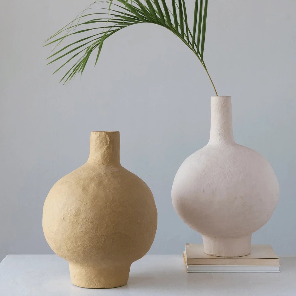 Handmade Paper Mache Vase, detail view