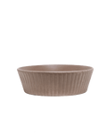 Carved Clay-Toned Ceramic Pasta Bowls, Set of 4