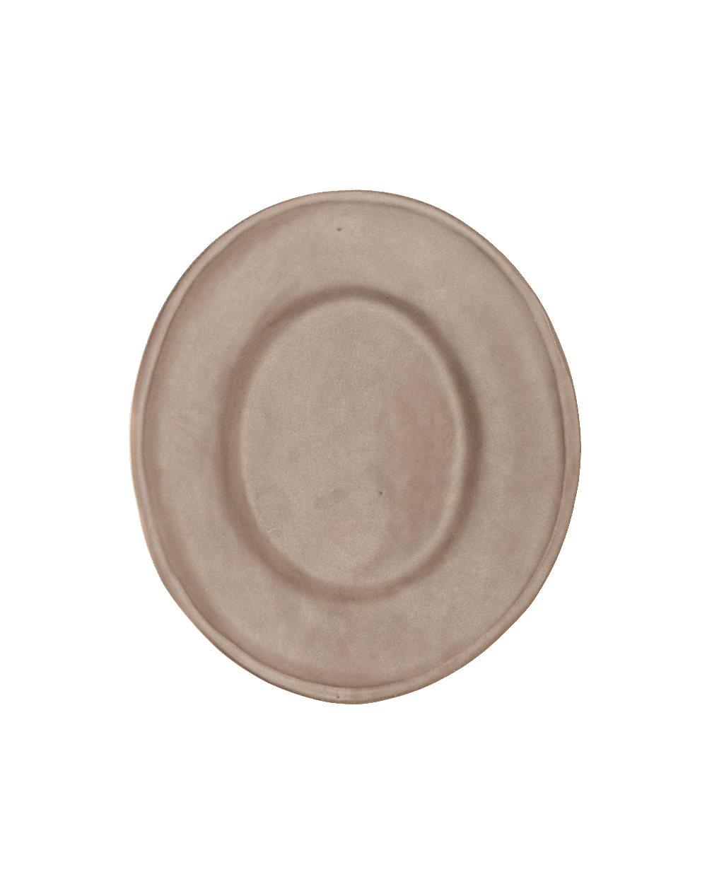 Oval Clay-Toned Ceramic Dinner Plates, Set of 4