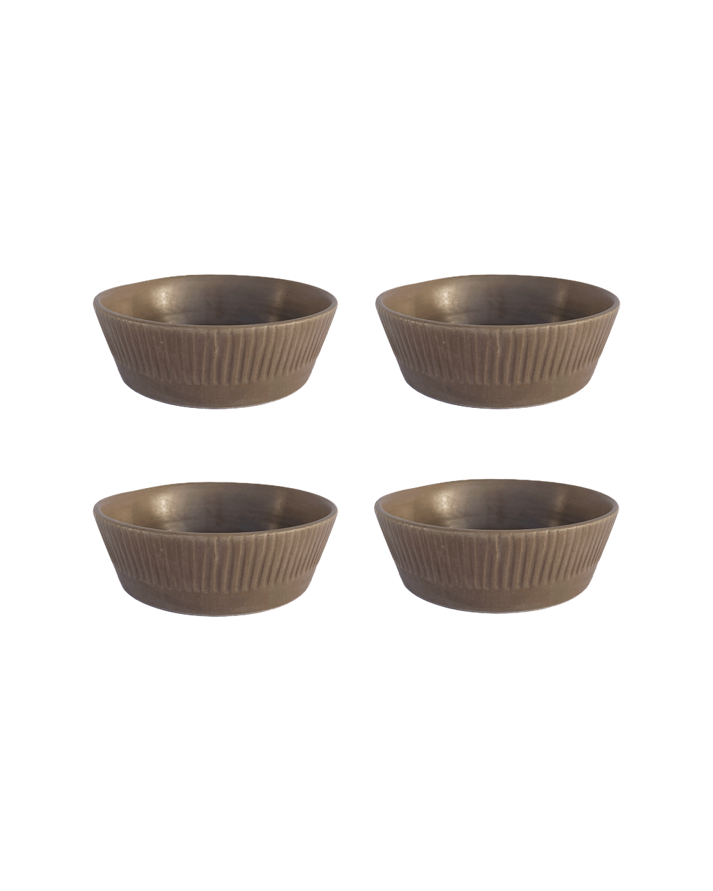 Carved Clay-Toned Ceramic Pasta Bowls, Set of 4, detail view