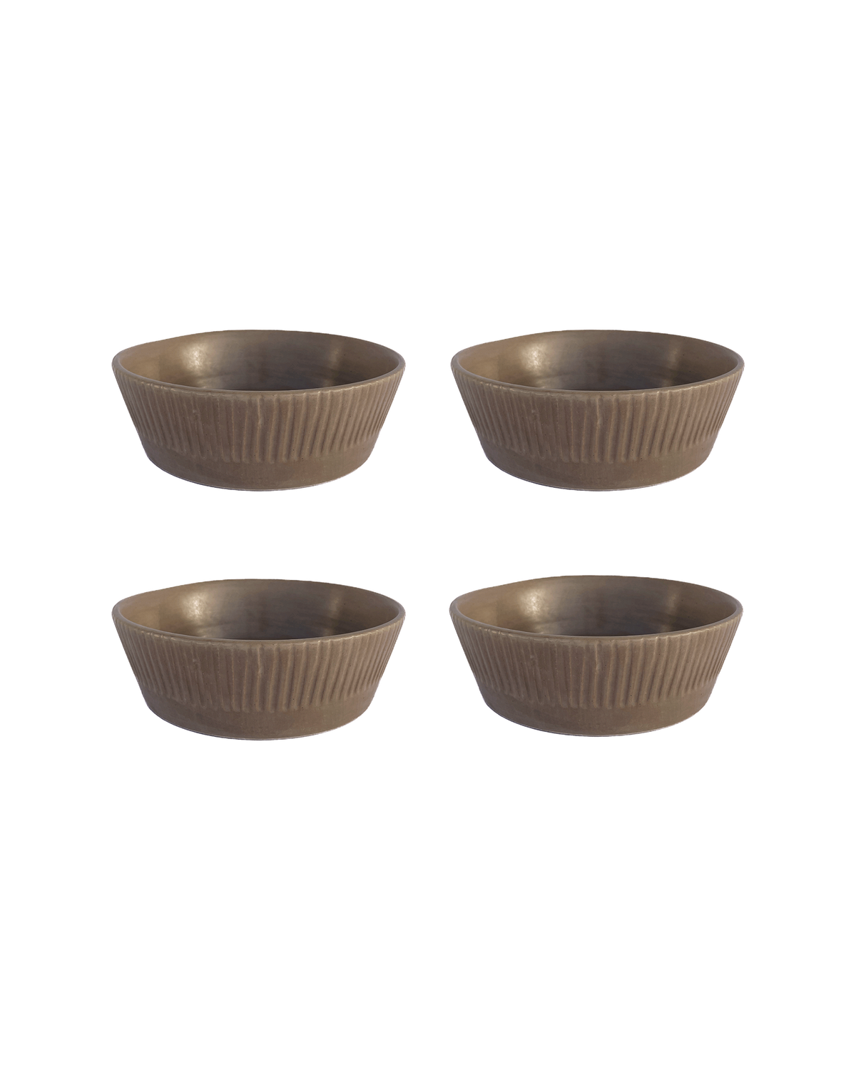Carved Clay-Toned Ceramic Pasta Bowls, Set of 4, detail view