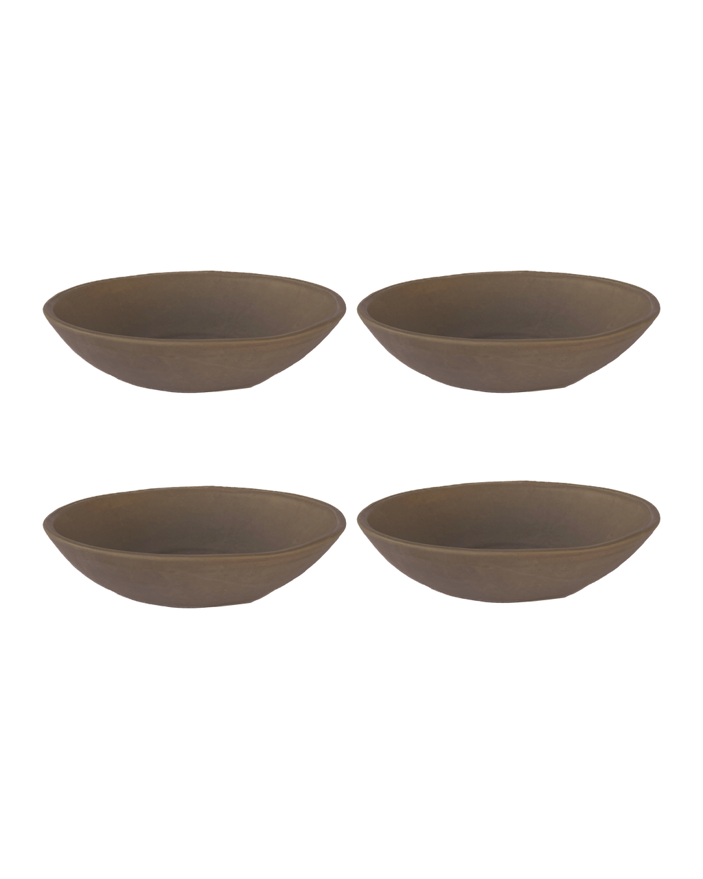 Oval Clay-Toned Ceramic Pasta Bowls, Set of 4