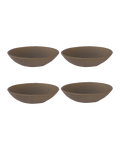 Oval Clay-Toned Ceramic Pasta Bowls, Set of 4
