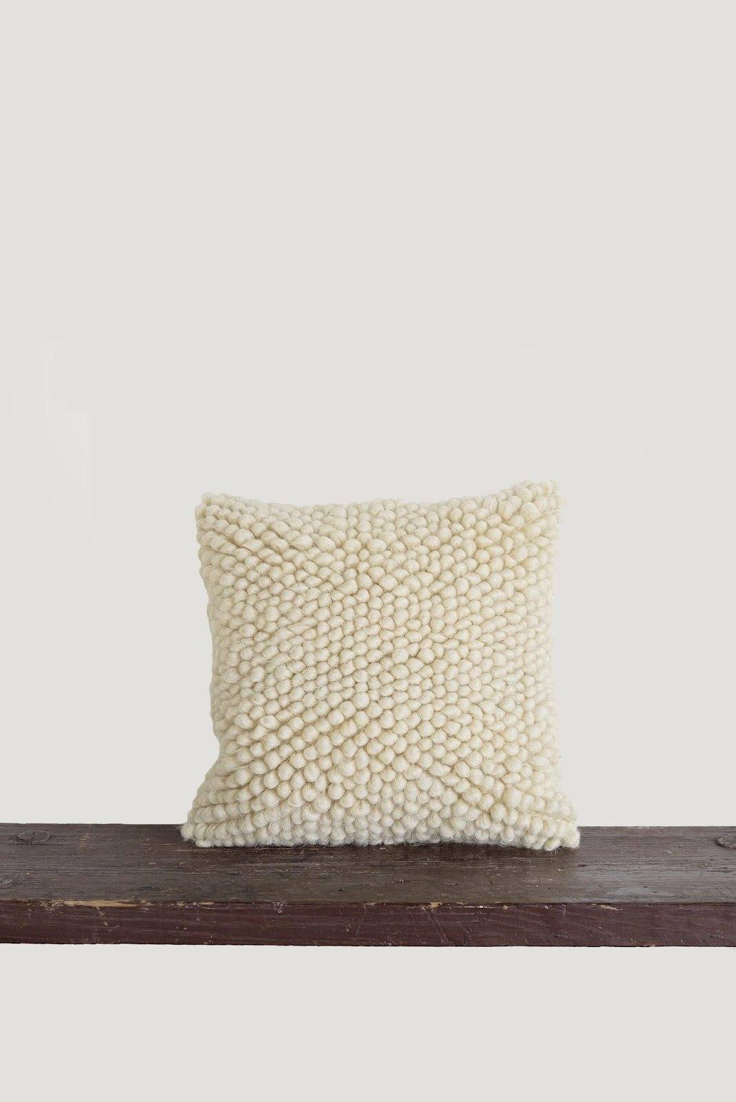 Handwoven Wool Decorative Pillow, Stones
