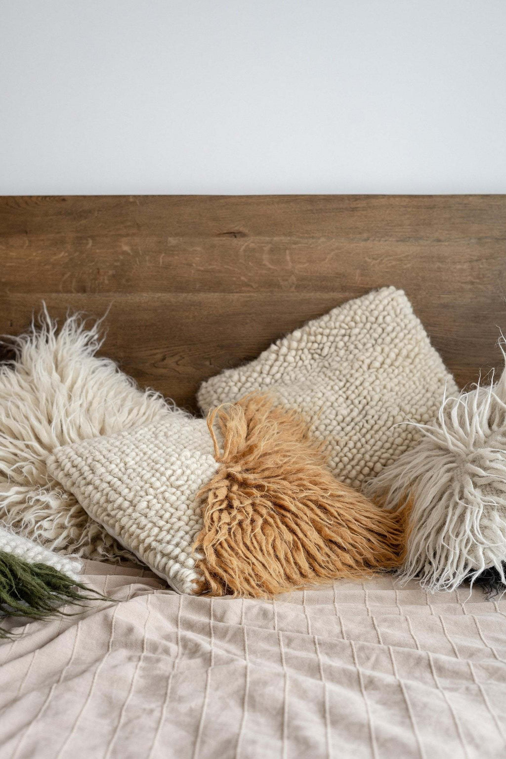 Handwoven Wool Decorative Pillow, Stones, another angle
