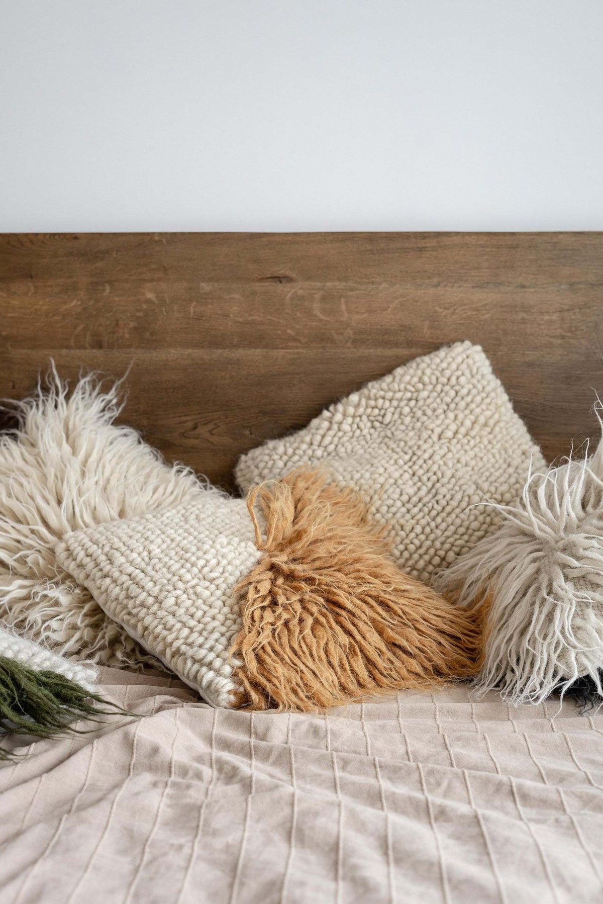 Handwoven Wool Decorative Pillow, Stones, another angle