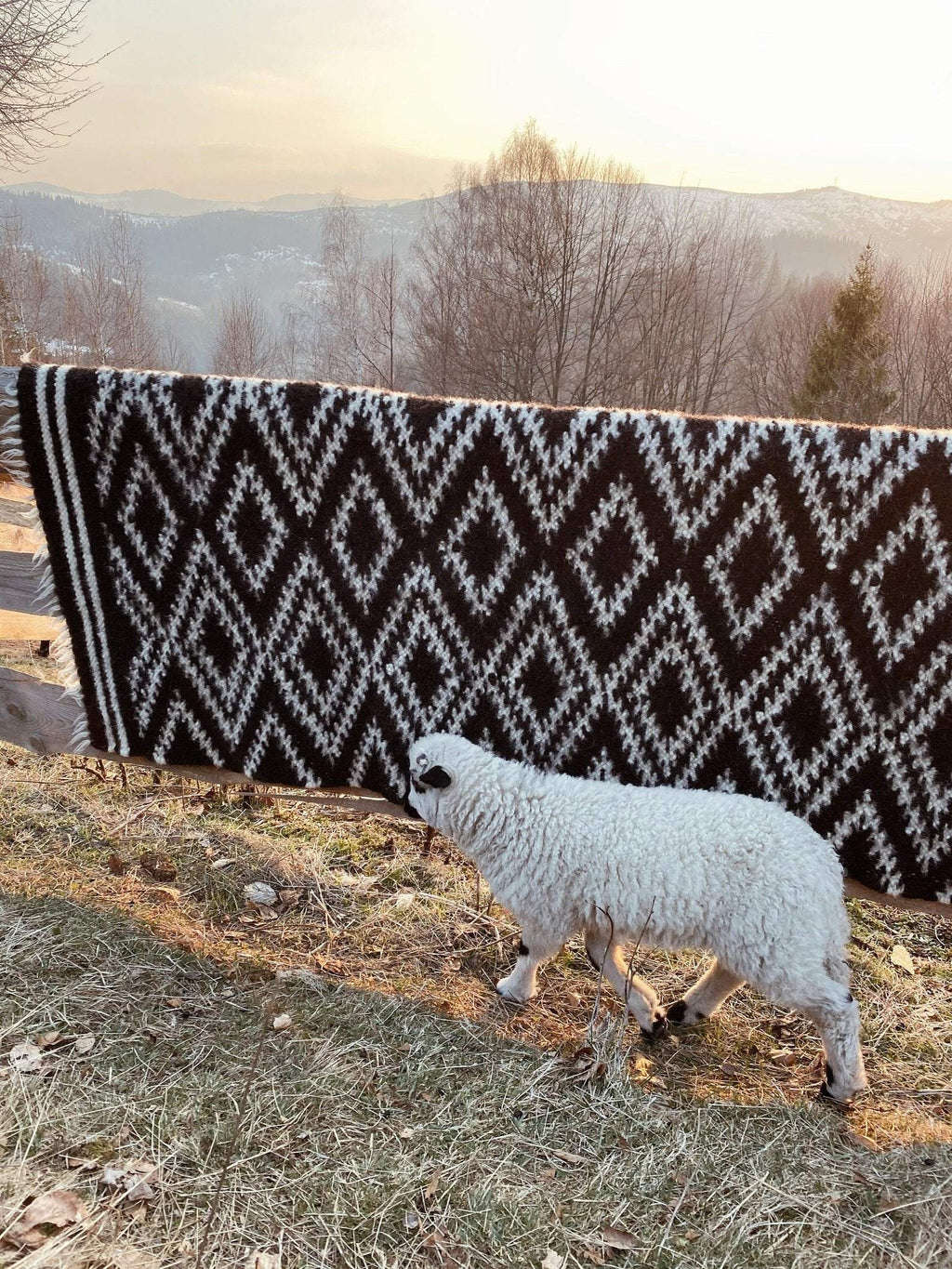 Carpathian Wool Lizhnyk Throw, Spectacled Pattern