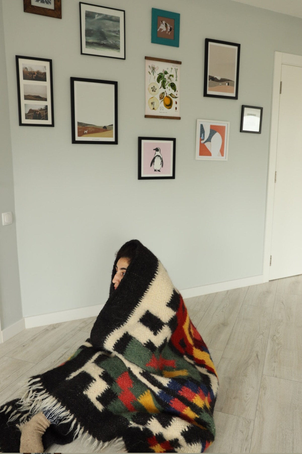Handwoven Carpathian Wool Lizhnyk Throw, another angle
