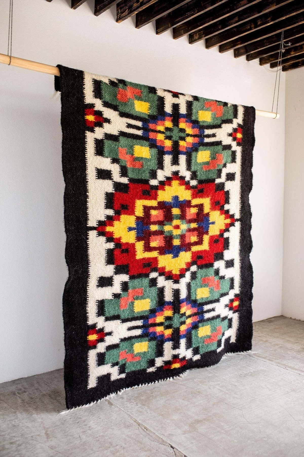Handwoven Carpathian Wool Lizhnyk Throw, alternate view