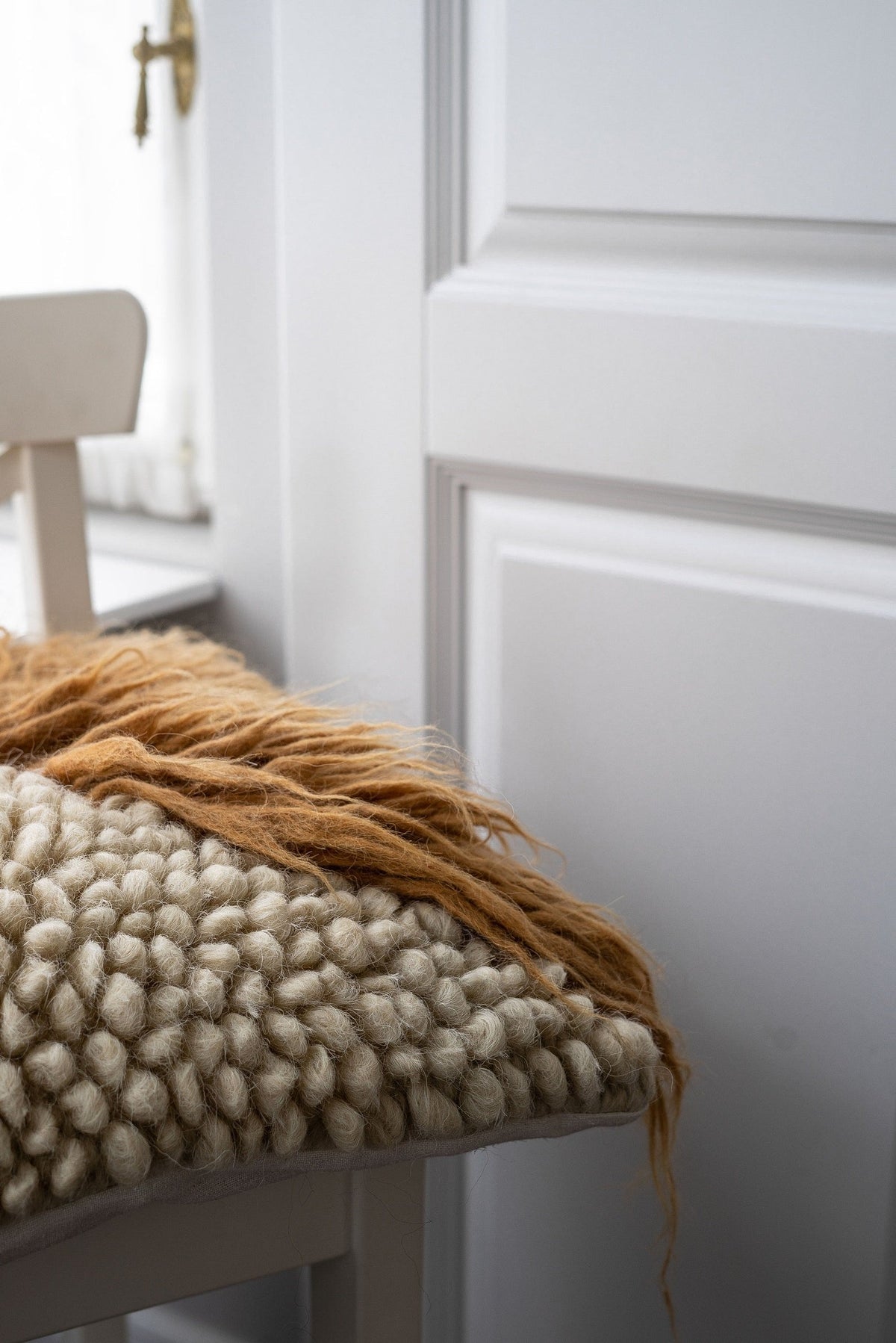 Handwoven Wool Pillow, Forest Bark, alternate view