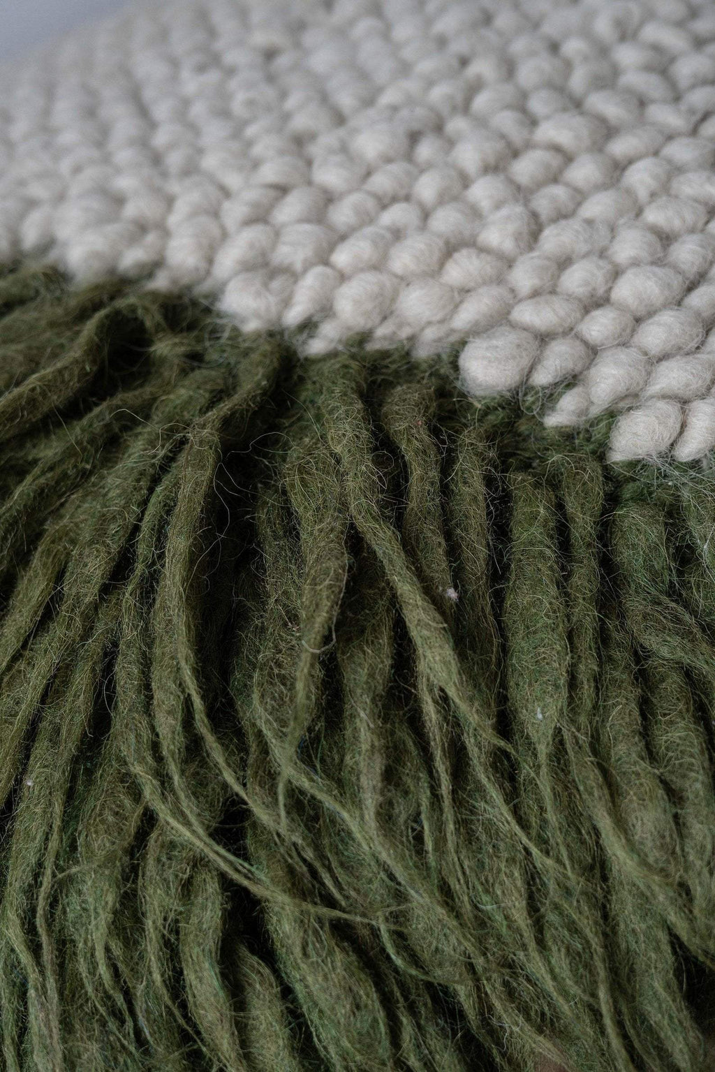 Handwoven Wool Pillow, Forest Moss, detail view
