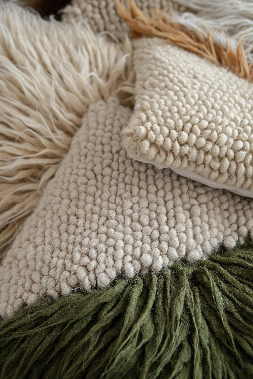 Handwoven Wool Pillow, Forest Bark, view 7
