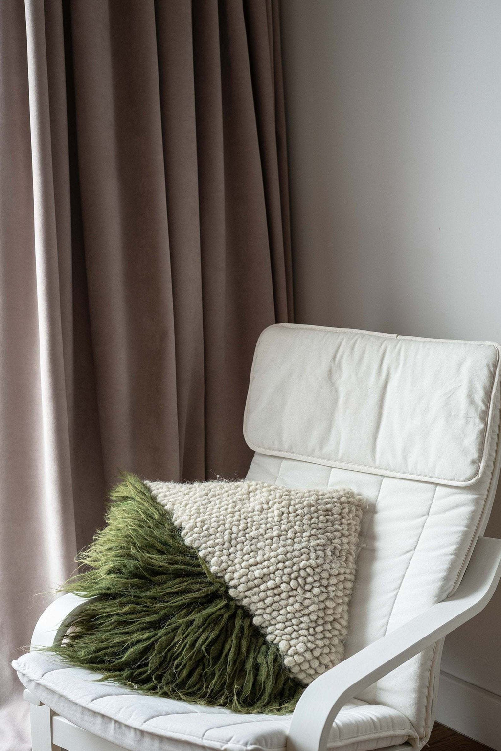 Handwoven Wool Pillow, Forest Moss, alternate view