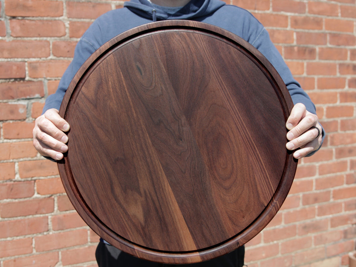 Round Walnut Board with Juice Groove, view 7