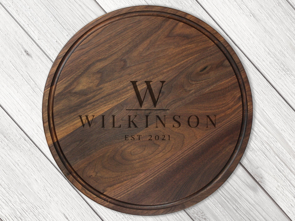 Round Walnut Board with Juice Groove, view 5